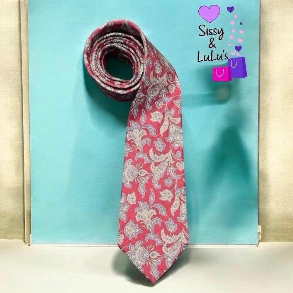 Christian Dior Men's Vintage Paisley Silk Tie Red Designer Classic Length